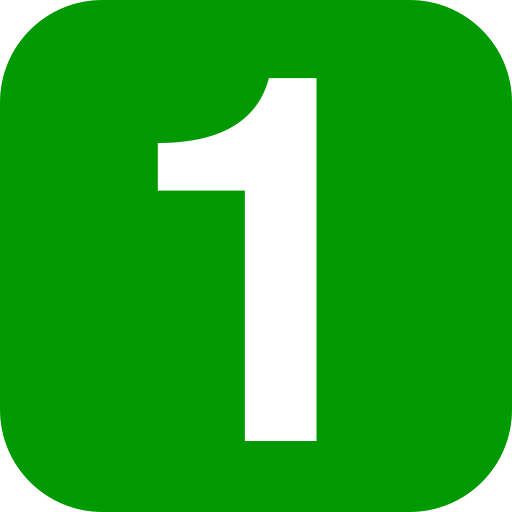 green square with rounded corners with white number 1