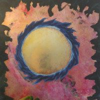 a circular portal - oil paint on mirror