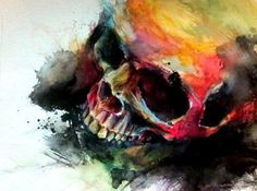 rainbow skull painting