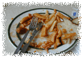 plate of half eaten food, fork, knife - link to food slide