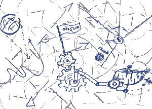 cartoon machinery on shuffled cartesian space