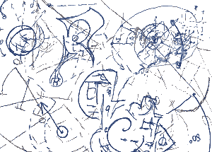 Scanned and digitally cut, 
stitched and layered line drawings - abstract - vectors vectors charts, spaces, 
layers, coordinate spaces, arcs, axis/ax-ees, arrows